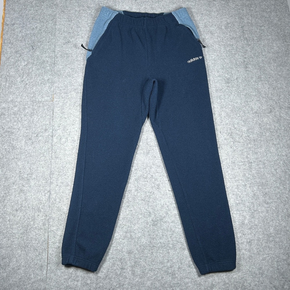 Adidas Fleece Pants Men Size S Blue DH5190 Trefoil Sherpa Joggers Warm Comfy